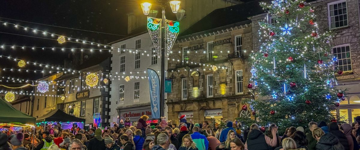 Crowds gathered for the Christmas Lights Switch On event in Kendal, Cumbria